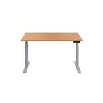 Jemini Sit/Stand Desk with Cable Ports 1600x800x630-1290mm Nova Oak/Silver KF809968