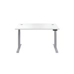 Jemini Sit/Stand Desk with Cable Ports 1600x800x630-1290mm White/Silver KF809975