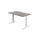 Jemini Sit/Stand Desk with Cable Ports 1600x800x630-1290mm Grey Oak/White KF810001