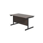 Jemini Rectangular Single Upright Cantilever Desk 1400x800x730mm Dark Walnut/Black KF810742
