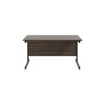 Jemini Rectangular Single Upright Cantilever Desk 1400x800x730mm Dark Walnut/Black KF810742