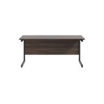 Jemini Rectangular Single Upright Cantilever Desk 1600x600x730mm Dark Walnut/Black KF810810