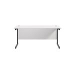 Jemini Rectangular Single Upright Cantilever Desk 1600x600x730mm White/Black KF810858
