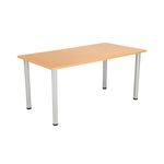 Jemini Rectangular Meeting Table 1600x800x730mm Beech/Silver KF816630