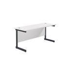 Jemini Rectangular Single Upright Cantilever Desk 1800x600x730mm White/Black KF818120