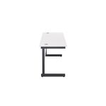 Jemini Rectangular Single Upright Cantilever Desk 1800x600x730mm White/Black KF818120