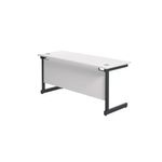 Jemini Rectangular Single Upright Cantilever Desk 1800x600x730mm White/Black KF818120
