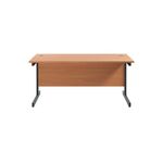 Jemini Rectangular Single Upright Cantilever Desk 1800x800x730mm Beech/Black KF818229