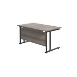 Jemini Rectangular Double Upright Cantilever Desk 1400x800x730mm Grey Oak/Black KF819066