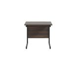Jemini Rectangular Double Upright Cantilever Desk 800x600x730mm Dark Walnut/Black KF819493