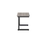 Jemini Rectangular Single Upright Cantilever Desk 800x600x730mm Grey Oak/Black KF819509