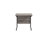 Jemini Rectangular Single Upright Cantilever Desk 800x600x730mm Grey Oak/Black KF819509