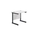 Jemini Rectangular Double Upright Cantilever Desk 800x600x730mm White/Black KF819530