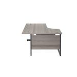 Jemini Radial Left Hand Single Upright Cantilever Desk 1600x1200x730mm Grey Oak/Black KF819646