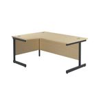 Jemini Radial Left Hand Single Upright Cantilever Desk 1600x1200x730mm Maple/Black KF819653