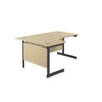 Jemini Radial Left Hand Single Upright Cantilever Desk 1600x1200x730mm Maple/Black KF819653