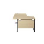 Jemini Radial Left Hand Single Upright Cantilever Desk 1600x1200x730mm Maple/Black KF819653