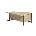 Jemini Radial Left Hand Single Upright Cantilever Desk 1600x1200x730mm Maple/Black KF819653