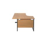 Jemini Radial Left Hand Single Upright Cantilever Desk 1600x1200x730mm Nova Oak/Black KF819660