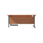 Jemini Radial Right Hand Single Upright Cantilever Desk 1600x1200x730mm Beech/Black KF819684
