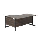 Jemini Radial Right Hand Single Upright Cantilever Desk 1600x1200x730mm Walnut/Black KF819707