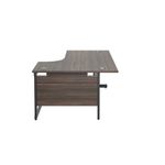 Jemini Radial Right Hand Single Upright Cantilever Desk 1600x1200x730mm Walnut/Black KF819707