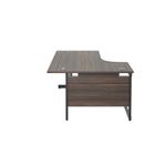 Jemini Radial Left Hand Single Upright Cantilever Desk 1800x1200x730mm Walnut/Black KF819776