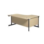 Jemini Radial Left Hand Single Upright Cantilever Desk 1800x1200x730mm Maple/Black KF819790