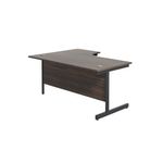 Jemini Radial Right Hand Single Upright Cantilever Desk 1800x1200x730mm Walnut/Black KF819844