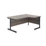 Jemini Radial Right Hand Single Upright Cantilever Desk 1800x1200x730mm Grey Oak/Black KF819851