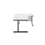 Jemini Radial Right Hand Single Upright Cantilever Desk 1800x1200x730mm White/Black KF819882