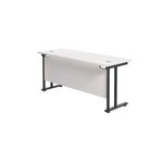 Jemini Rectangular Double Upright Cantilever Desk 1600x600mm White/Black KF820123