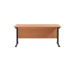 Jemini Rectangular Double Upright Cantilever Desk 1800x600x730mm Beech/Black KF820192