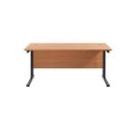 Jemini Rectangular Double Upright Cantilever Desk 1800x800x730mm Beech/Black KF820253