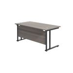 Jemini Rectangular Double Upright Cantilever Desk 1800x800x730mm Grey Oak/Black KF820277