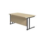 Jemini Rectangular Double Upright Cantilever Desk 1800x800x730mm Maple/Black KF820284
