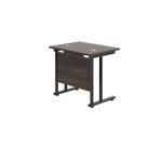 Jemini Rectangular Double Upright Cantilever Desk 800x600x730mm Dark Walnut/Black KF820321