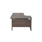 Jemini Radial Left Hand Double Upright Cantilever Desk 1600x1200x730mm Dark Walnut/Black KF820383