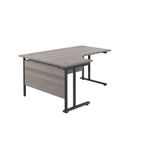 Jemini Radial Left Hand Double Upright Cantilever Desk 1600x1200x730mm Grey Oak/Black KF820390
