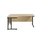 Jemini Radial Left Hand Double Upright Cantilever Desk 1600x1200x730mm Maple/Black KF820406