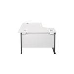 Jemini Radial Left Hand Double Upright Cantilever Desk 1600x1200x730mm White/Black KF820420