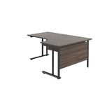 Jemini Radial Right Hand Double Upright Cantilever Desk 1600x1200x730mm Dark Walnut/Black KF820444