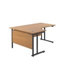 Jemini Radial Left Hand Double Upright Cantilever Desk 1800x1200x730mm Nova Oak/Black KF820536