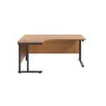Jemini Radial Left Hand Double Upright Cantilever Desk 1800x1200x730mm Nova Oak/Black KF820536