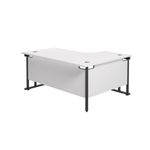 Jemini Radial Left Hand Double Upright Cantilever Desk 1800x1200x730mm White/Black KF820543