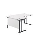 Jemini Radial Left Hand Double Upright Cantilever Desk 1800x1200x730mm White/Black KF820543