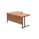 Jemini Radial Right Hand Double Upright Cantilever Desk 1800x1200x730mm Beech/Black KF820550