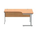 Polaris Right Hand Radial SU Cantilever Desk 1600x1200x730mm Norwegian Beech/Silver KF821390