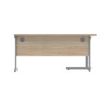 Polaris Left Hand Radial Single Upright Cantilever Desk 1600x1200x730mm Canadian Oak/Silver KF821420