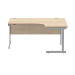 Polaris Right Hand Radial SU Cantilever Desk 1600x1200x730mm Canadian Oak/Silver KF821430